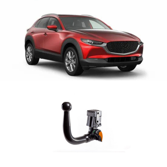 ТЕГЛИЧ ЗА MAZDA CX-30 (1/2019 ->) Включително хибриден електрически автомобил (HEV), В комплект с електроинстанлация - окабеляване, Бързо сваляем