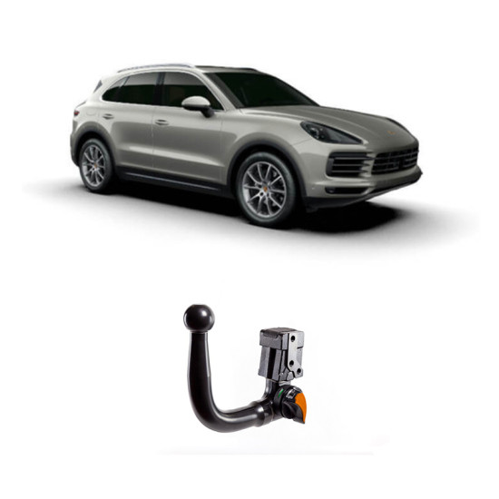 ТЕГЛИЧ ЗА PORSCHE Cayenne [9YA/9YB] Plug-in hybrid, Gasoline, (11/2017 ->) Включително купе / фейслифт 2025 г. В комплект с електроинстанлация - окабеляване, Бързо сваляем