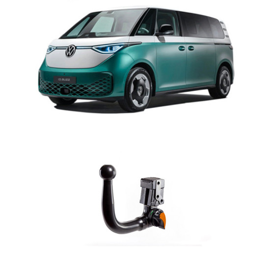 ТЕГЛИЧ ЗА VOLKSWAGEN ID Buzz (11/2022 ->) Electric, ВКЛЮЧИТЕЛНО Cargo, В комплект с електроинстанлация - окабеляване, Бързо сваляем