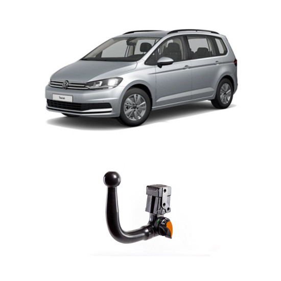 ТЕГЛИЧ ЗА VOLKSWAGEN Touran (10/2015 ->) ВКЛЮЧИТЕЛНО R-Line, В комплект с електроинстанлация - окабеляване, Бързо сваляем