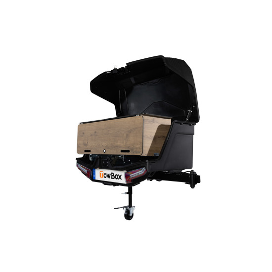 БАГАЖНИК ЗА ТЕГЛИЧ TowBox Camper Life (къс модел) с вграден шкаф за кухня