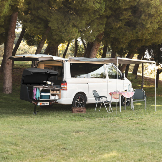 БАГАЖНИК ЗА ТЕГЛИЧ TowBox Camper Life (къс модел) с вграден шкаф за кухня