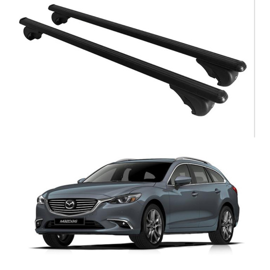 БАГАЖНИК за Mazda 6 Wagon (III/GJ-GL - railing) (2013-->) ALU REILING BLACK