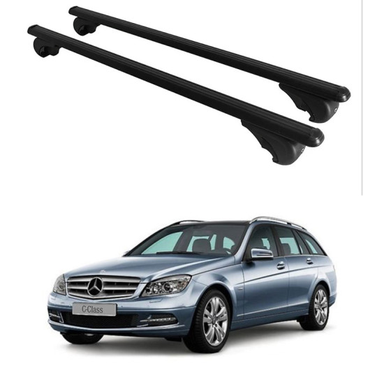Багажник за Mercedes Clase C Estate (S204 - railing) (2008-->2014) ALU REILING BLACK