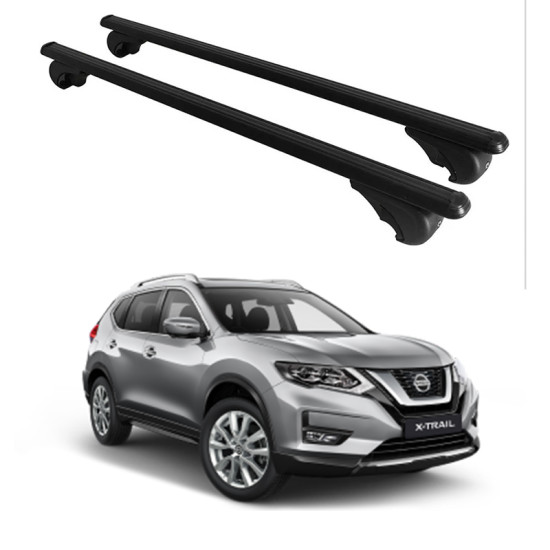 Багажник за Nissan X-Trail 5d (III/T32 - railing) (2014-->2022) ALU REILING BLACK