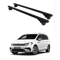 Багажник за Volkswagen Touran 5d (I/1-I.2T - railing) (2003-->2015) (II/5T - railing) (2015-->) ALU REILING BLACK