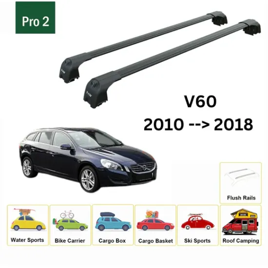 БАГАЖНИК ЗАVolvo V60 Estate (standard roof) (2010-->2018) AERO BAR BLACK