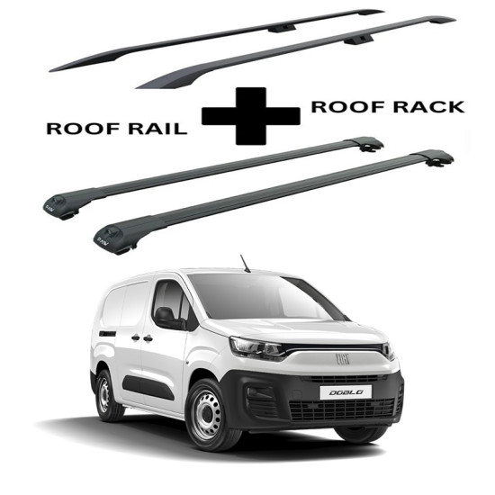 БАГАЖНИК КОМПЛЕКТ НАПРЕЧНИ ГРЕДИ И РЕЙЛИНГИ ЧЕРНИ ЗА Fiat Doblo/e-Doblo M (III) (2022-->)