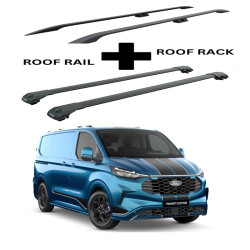 БАГАЖНИК КОМПЛЕКТ НАПРЕЧНИ ГРЕДИ И РЕЙЛИНГИ ЧЕРНИ ЗА Ford Custom Transit L1H1 (2023-->)