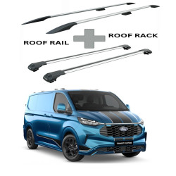 БАГАЖНИК КОМПЛЕКТ НАПРЕЧНИ ГРЕДИ И РЕЙЛИНГИ СИВИ ЗА Ford Custom Transit L1H1 (2023-->)