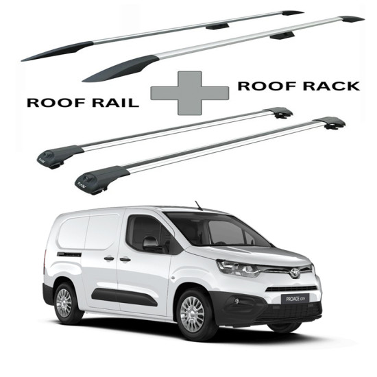БАГАЖНИК КОМПЛЕКТ НАПРЕЧНИ ГРЕДИ И РЕЙЛИНГИ СИВИ ЗА Toyota ProAce City L1 (I) (2019-->) БАГАЖНИК КОМПЛЕКТ НАПРЕЧНИ ГРЕДИ И РЕЙЛИНГИ СИВИ ЗА Toyota ProAce City L1 (I) (2019-->)