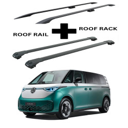 БАГАЖНИК КОМПЛЕКТ НАПРЕЧНИ ГРЕДИ И РЕЙЛИНГИ ЧЕРНИ ЗА Volkswagen ID.Buzz 5d (fixpoint) (2022-->)