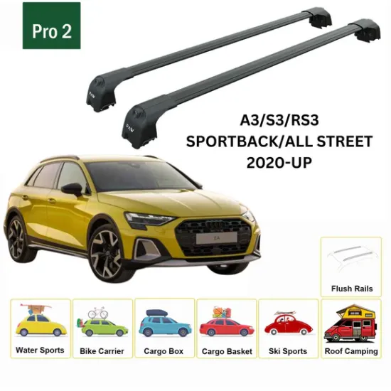 БАГАЖНИК ЗА Audi A3 sedan 4d (8Y - integrated railing) (2020-->) AERO BAR BLACK