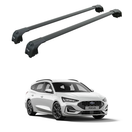 БАГАЖНИК ЗА Ford Focus Active Wagon (IV - integrated railing) (2018-->) AERO BAR BLACK
