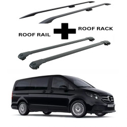 БАГАЖНИК КОМПЛЕКТ НАПРЕЧНИ ГРЕДИ И РЕЙЛИНГИ ЧЕРНИ ЗА Mercedes-benz V Class / Vito/ Viano /EQV w447 (Fix Point 2014->)