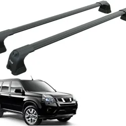 БАГАЖНИК ЗА Nissan X-Trail 5d (II/T31 - integrated railing without lights) (2007-->2014) AERO BAR BLACK