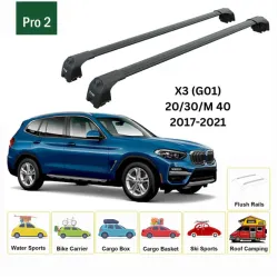 Багажник за BMW X3 5d (III/G01 - integrated railing) (2018-->) AERO BAR BLACK