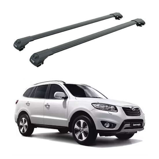 БАГАЖНИК за Hyundai Santa Fe 5d (II/CM - railing) (2011-->2013) AERO BAR BLACK