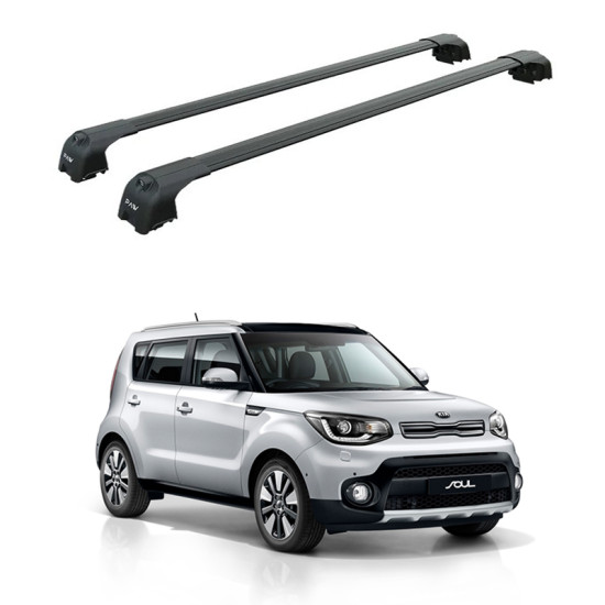 БАГАЖНИК ЗА KIA Soul 5d (II-integrated railing) (2013->2020) AERO BAR BLACK