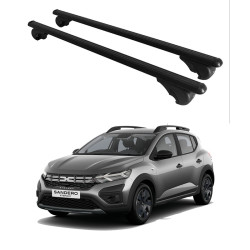 Багажник за Dacia Sandero Stepway (III - railing) (2020-->) ALU REILING BLACK